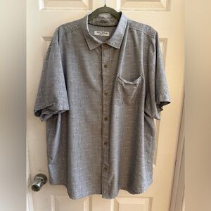 Tommy Bahama Gray Button-Up Men's Hawaiian Shirt, size XXL